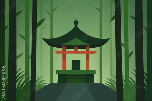 Obraz na płótnie vector illustration of japanese temple w salonie