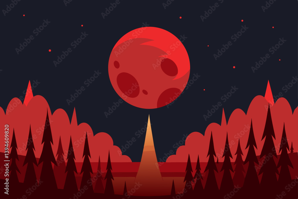 red moon and clouds