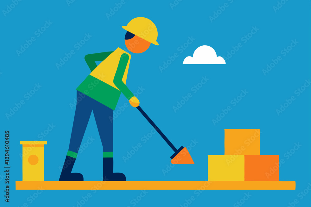 construction worker with shovel