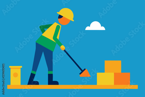 Obraz na płótnie construction worker with shovel w salonie