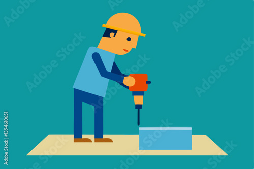 Obraz na płótnie vector illustration of a construction worker w salonie