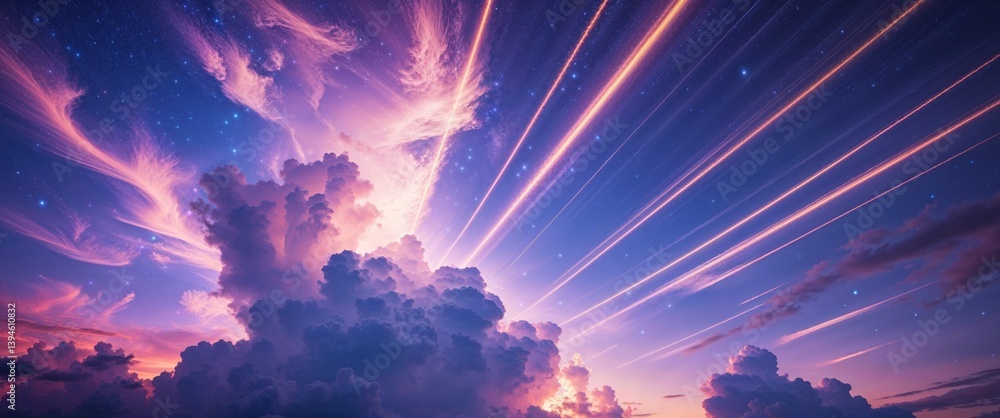 Dynamic Starry Sky Imagery with Bright Light Effects.