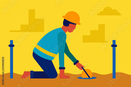 Obraz na płótnie construction worker with a shovel w salonie