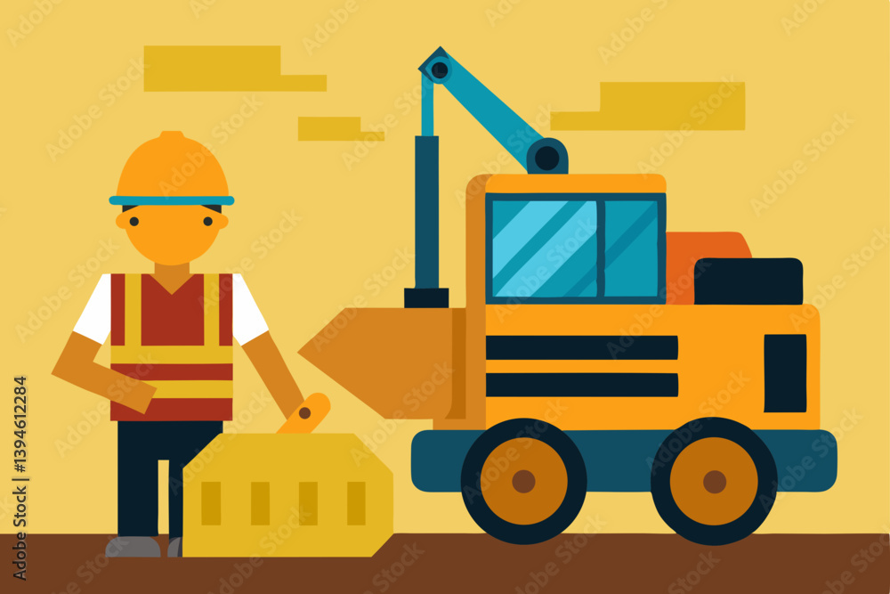 construction worker with a forklift