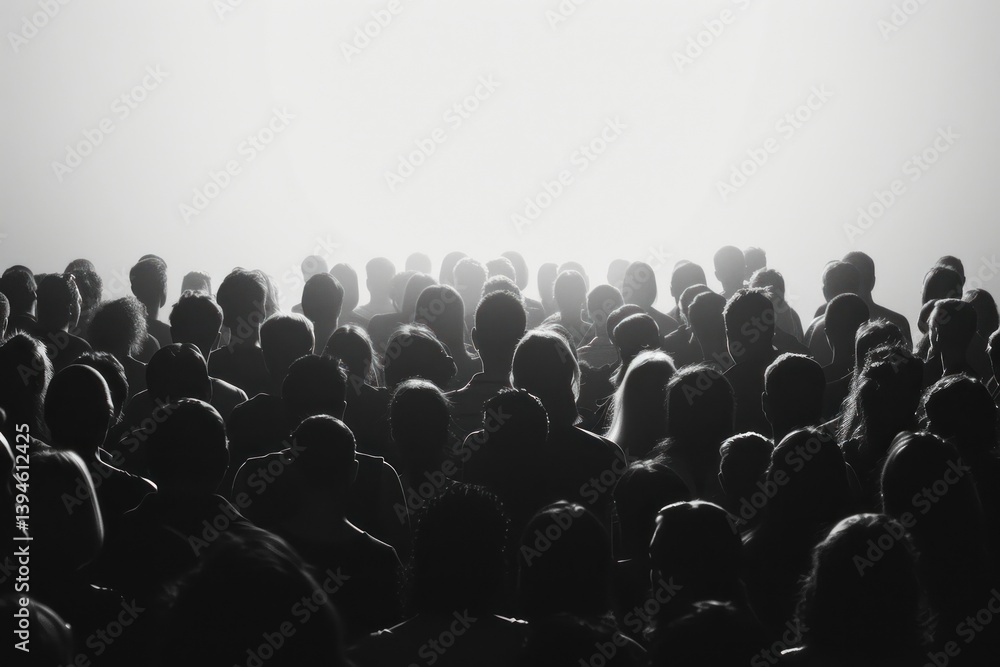 Obraz premium Crowd from rear silhouette audience concert.