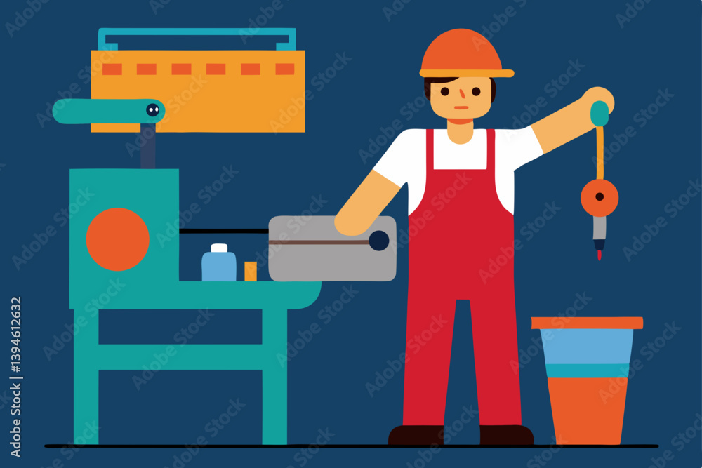construction worker with helmet and blueprint