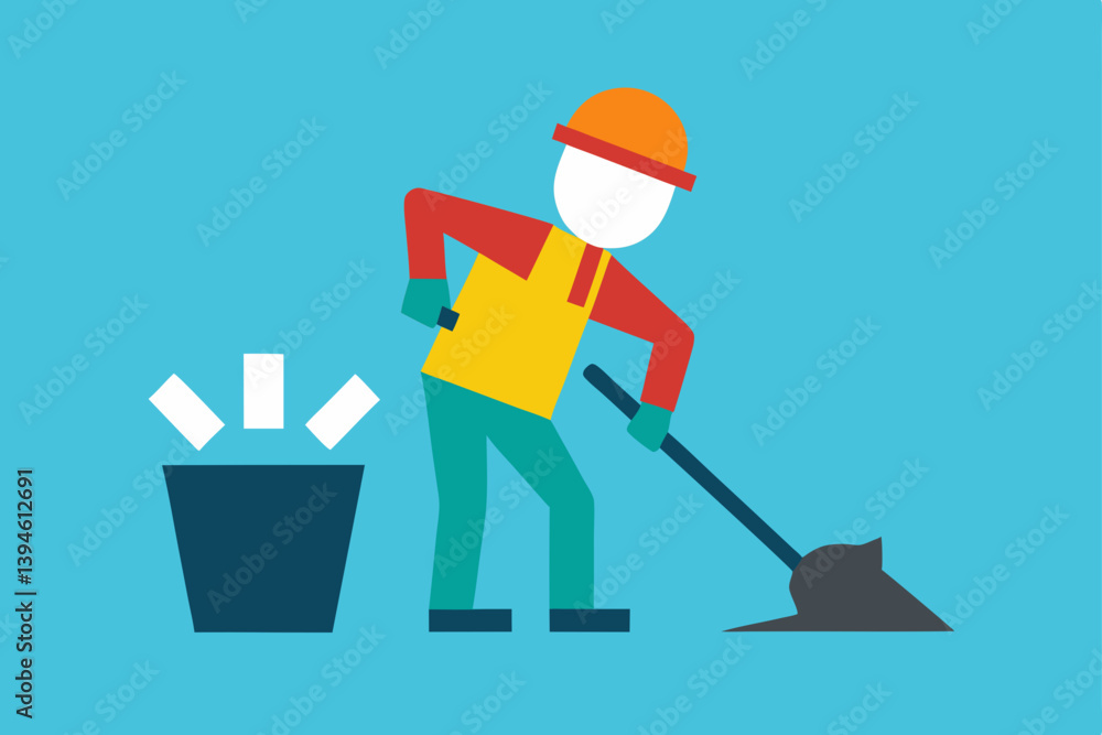 worker cleaning floor