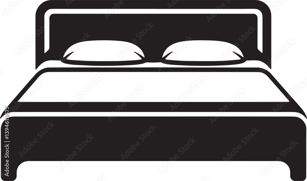 Double Bed vector icon silhouette vector illustration Double Bed vector icon silhouette vector illustration