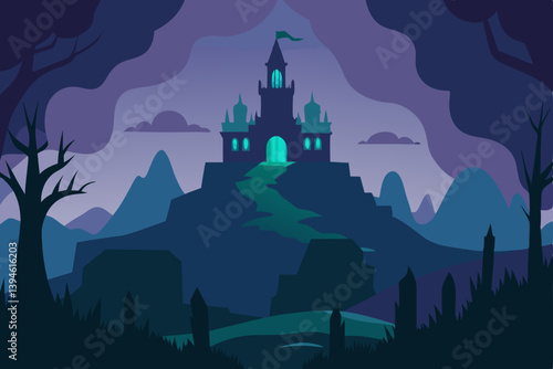 Obraz na płótnie vector illustration of a castle w salonie