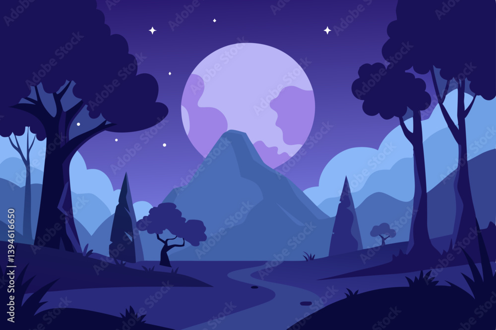 night landscape with moon