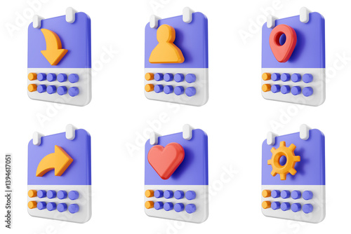 Obraz na płótnie 3d calendar time reminder schedule event icon set bundle w salonie