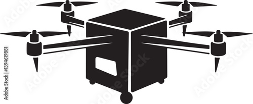 Drone Delivery Box silhouette vector illustration