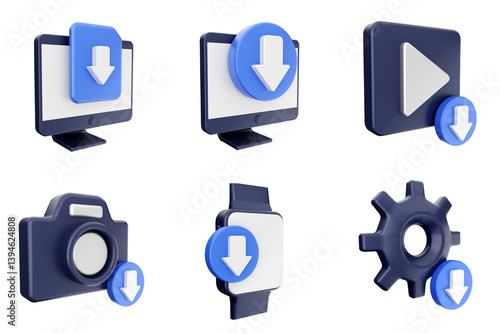 Obraz na płótnie 3d download data file media icon set bundle w salonie