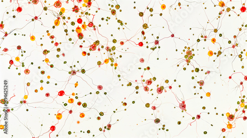 Obraz na płótnie Close-up of glowing neuron synapses with vibrant neurotransmitters in a microscopic brain scan illustrating synaptic transmission and neural network connections Neuroscience research medical education w salonie