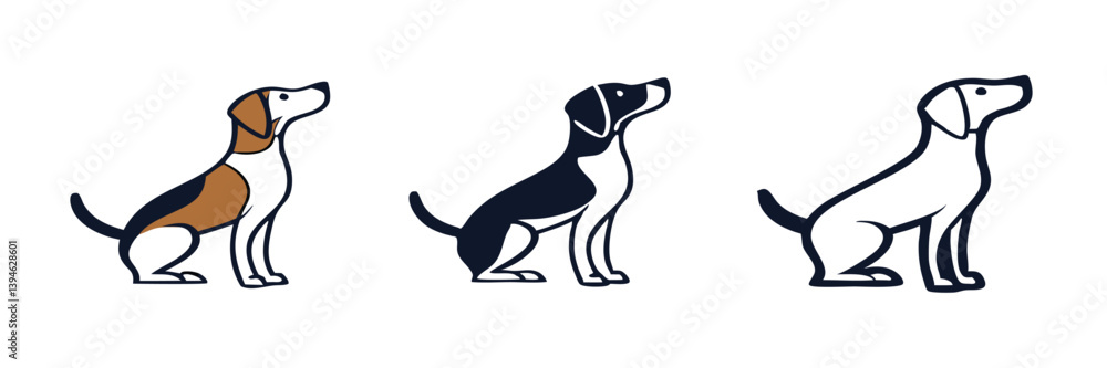 Fototapeta premium Cute Cartoon Dogs Set – Love Themes with Dog Breeds, Winter Outfits, and Festive New Year Decorations for Pet Illustrations and Greeting Cards.