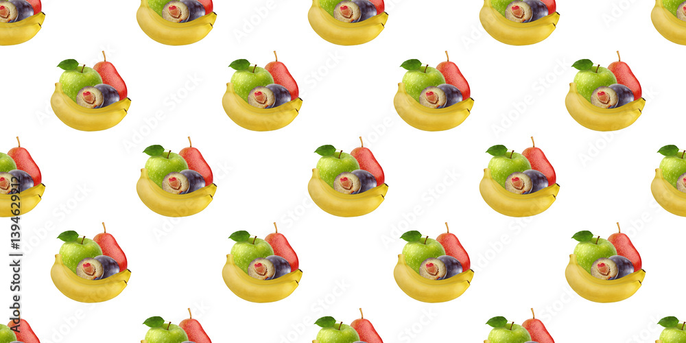 Obraz premium Seamless pattern of isolate fresh fruits creating a vibrant and healthy design