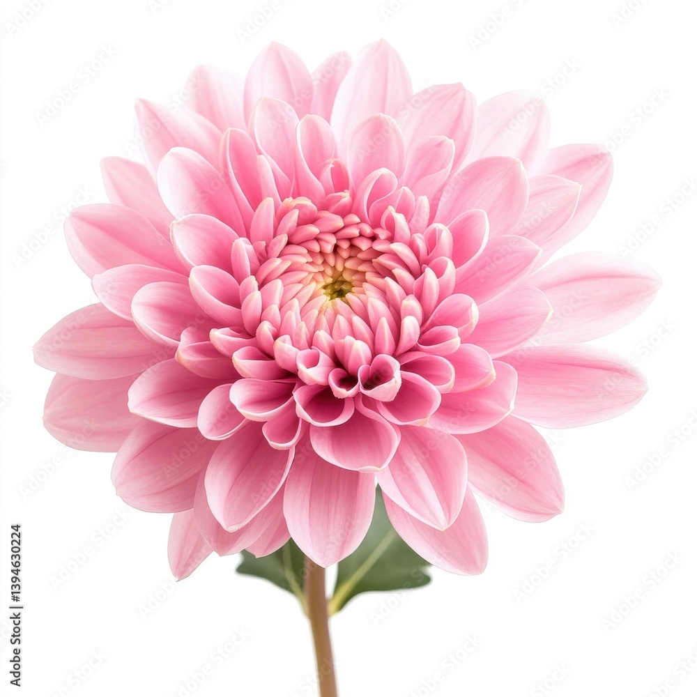 Fototapeta premium Delicate Pink Chrysanthemum Flower Blossom Isolated on White Background