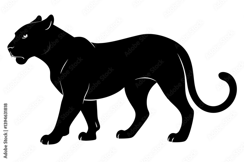 Obraz premium panther silhouette vector illustration black design and white background