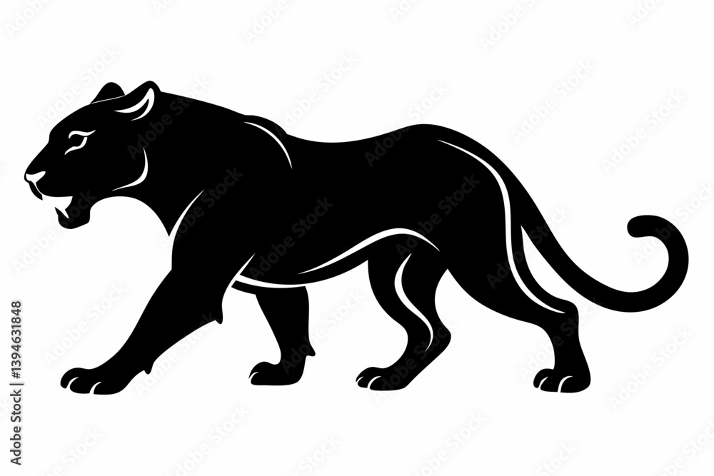 Obraz premium panther silhouette vector illustration black design and white background