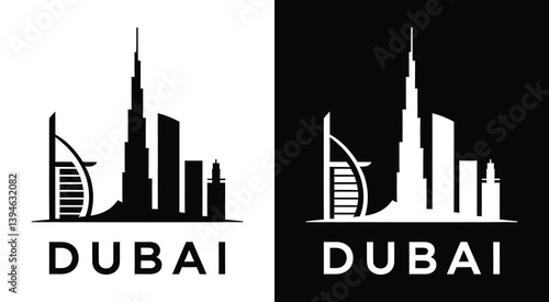 Bold Black Dubai Skyline Logo Modern City Identity for Travel and Real Estate Brands