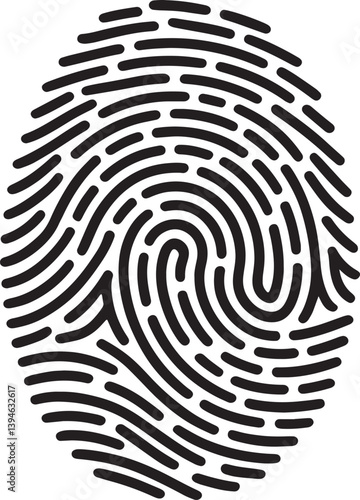 fingerprint black silhouette vector, Simple silhouette Design vector icon with white background. 