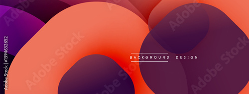 Abstract composition featuring overlapping circles. Gradient shades transition from vibrant orange to deep purple. Modern design evokes fluidity, depth, visual interest.