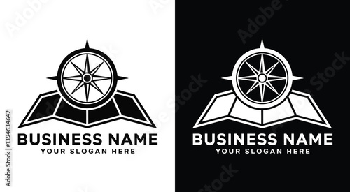 Compass Map Logo Bold Black Adventure for Travel
