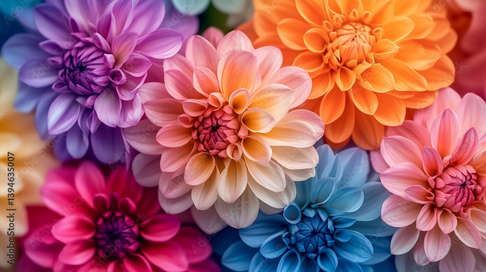 Obraz premium Vibrant Dahlia Blooms: A Symphony of Colors
