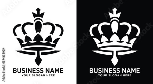 Crown Scepter Logo Bold Black Royalty for Luxury Brands