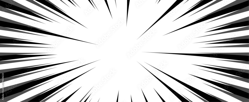 Fototapeta premium Comic pop art background. Vintage retro design. White radial backdrop with halftone elements and bubble. 