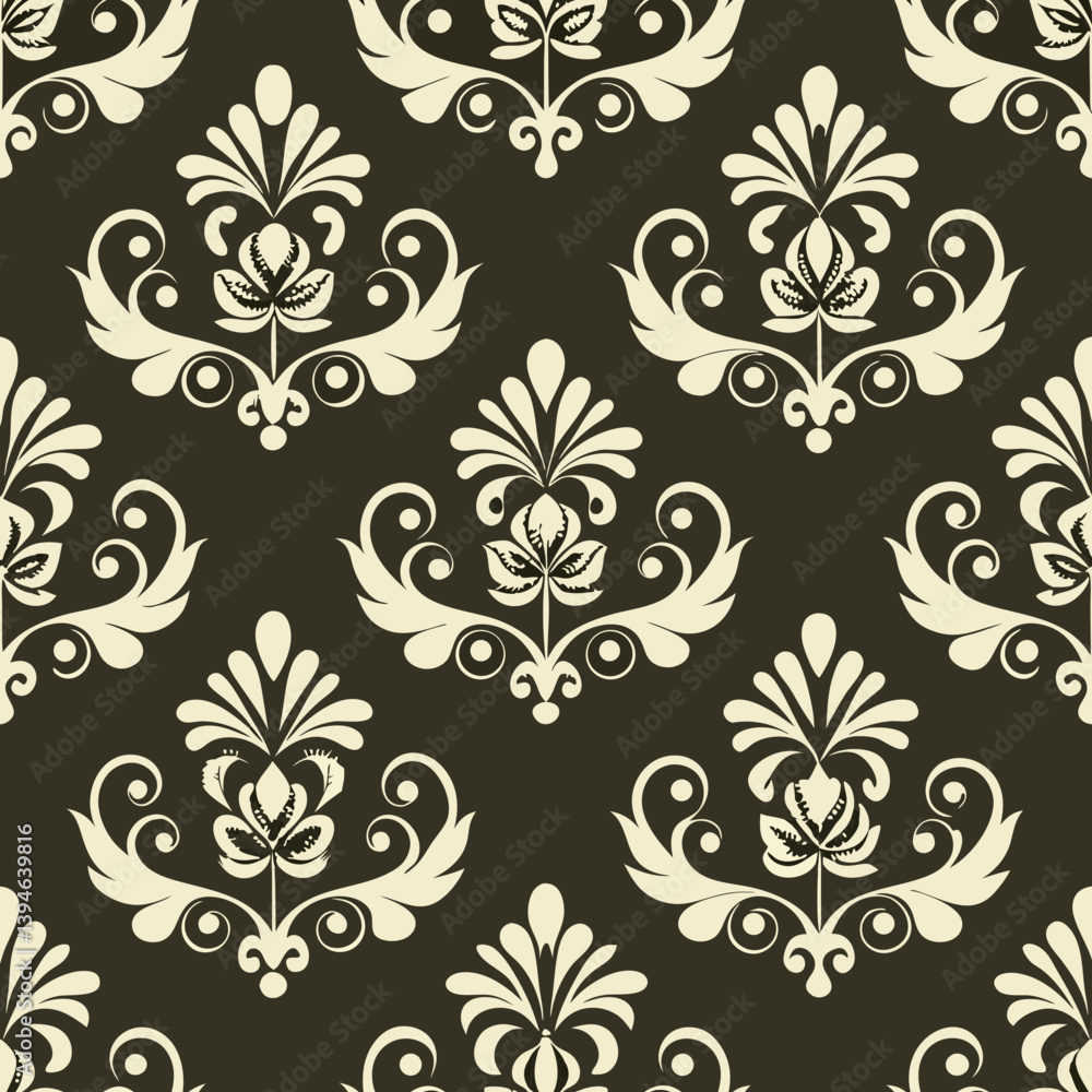 Elegant Black Damask Seamless Wallpaper Pattern
Elegant Black Damask Seamless Wallpaper Pattern