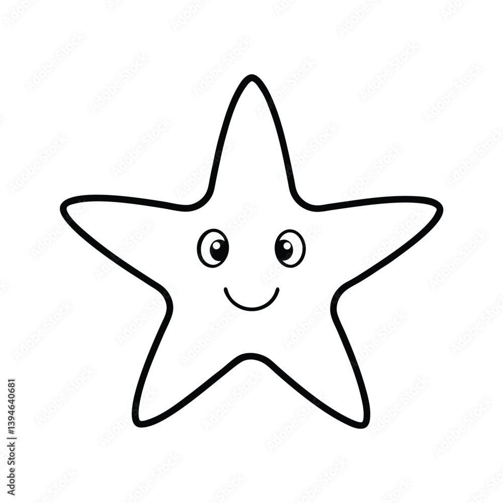 kawaii starfish head with cute round eyes and a happy smile kawaii starfish head with cute round eyes and a happy smile