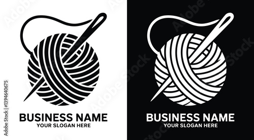 Yarn and Needle Logo Bold Black Craft for Craft Stores