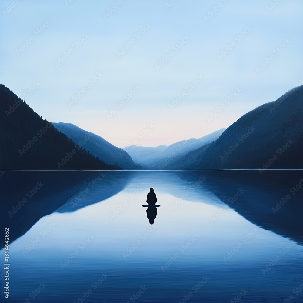 Fototapeta premium Person meditating in serene water