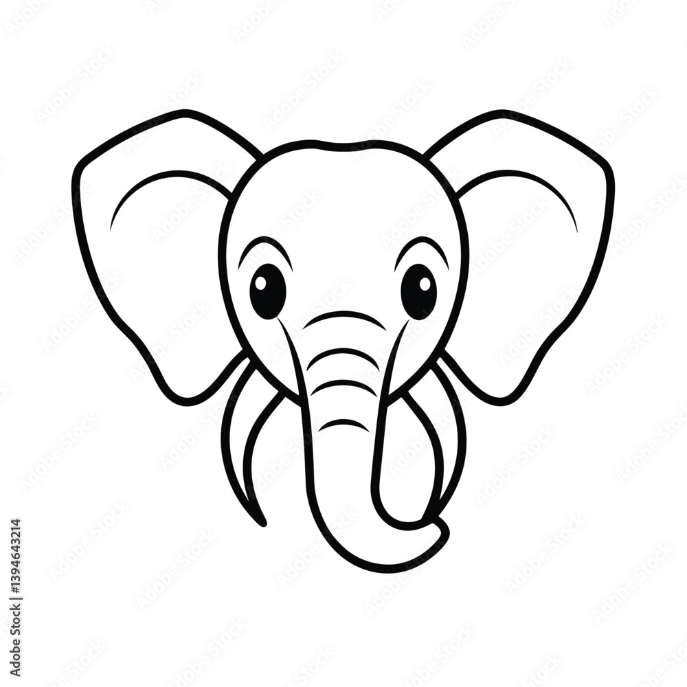 Fototapeta premium mascot style elephant head with oversized ears and trunk