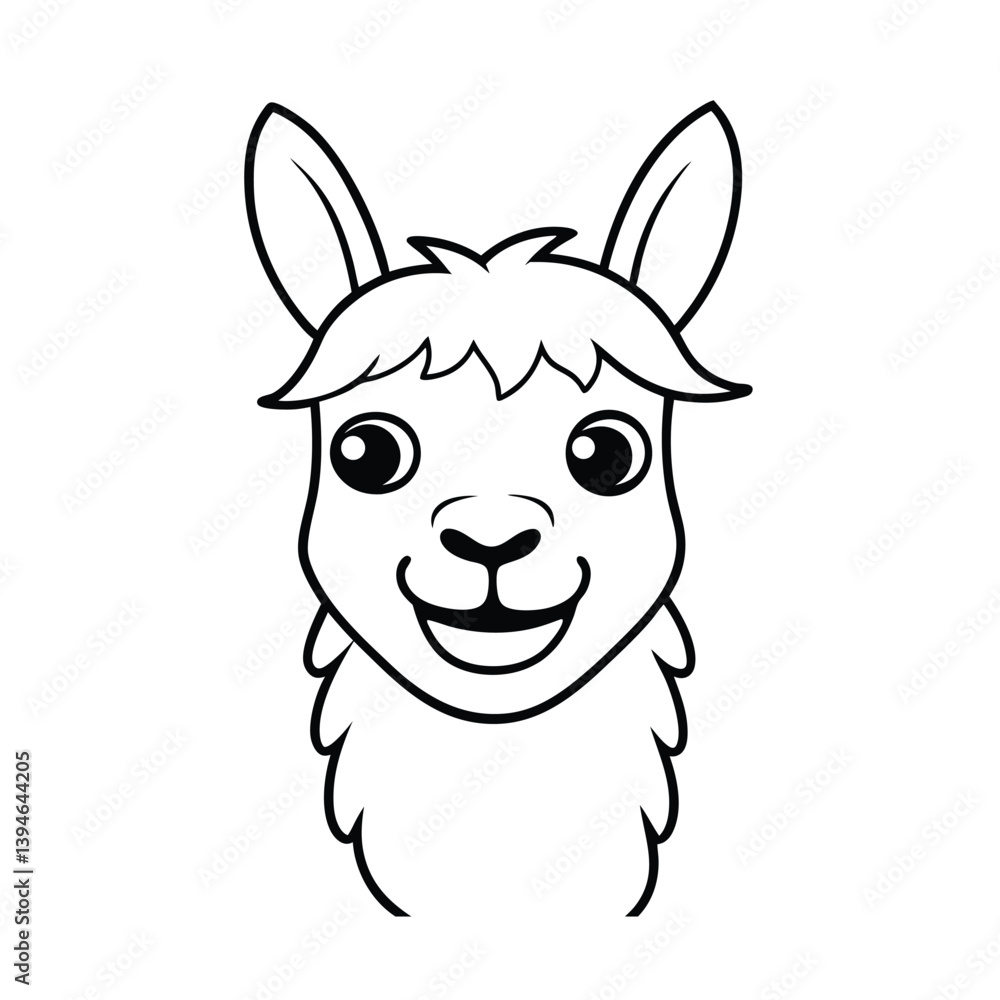 mascot style llama head with big stylized eyes and fluffy fur mascot style llama head with big stylized eyes and fluffy fur