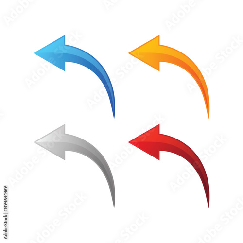 Free Download Set of arrow icon pointing up, down, left and right icon. abstract curved arrows. 3D arrow shapes collection - GFXLoad