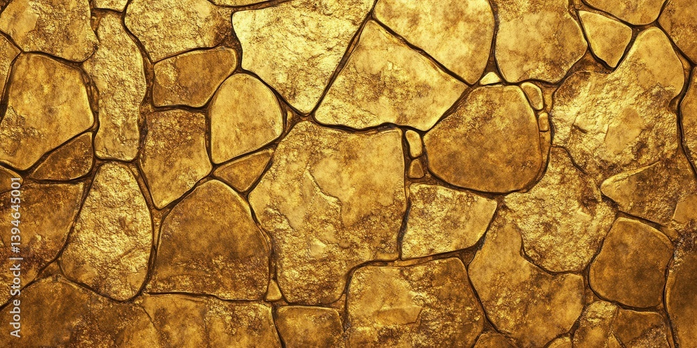 A wall made of stones with gold accents A wall made of stones with gold accents