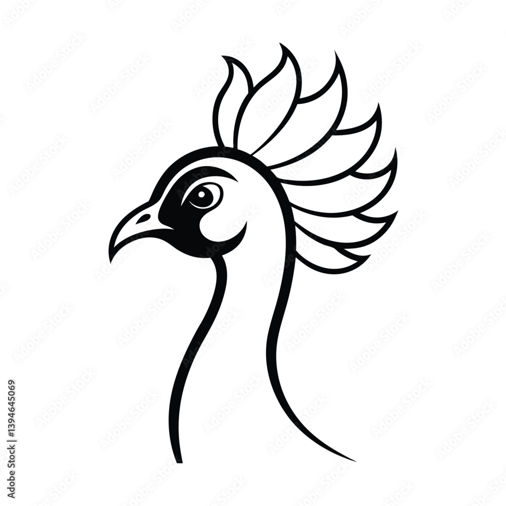 Fototapeta premium mascot style peacock head with vibrant colorful feathers
