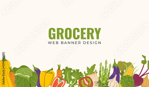 Vector vegetables frame with arugula, asparagus, pepper, eggplant, tomato, lettuce, broccoli, garlic, beet, onion, pumpkin, kohlrabi, parsley For seasonal Local Farmers Market Organic Harvest Festival