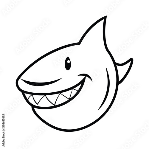 mascot style shark head with a wide toothy grin and fierce look