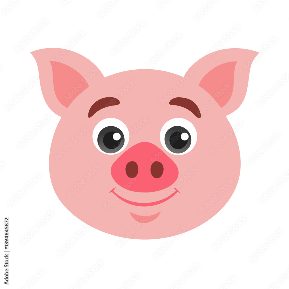 Cute cartoon pig face in emoji vector style Cute cartoon pig face in emoji vector style