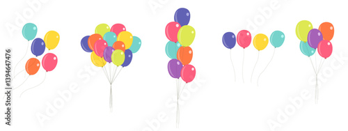 colorful balloons isolated on transparent background