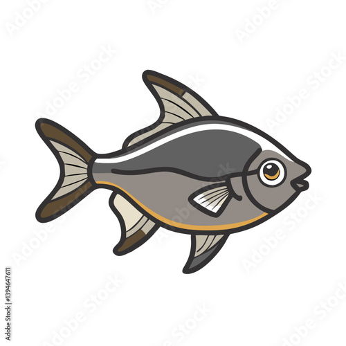 black skirt tetra fish icon, black skirt tetra fish vector illustration-simple illustration of black skirt tetra fish, perfect for black skirt tetra fish logos and icons