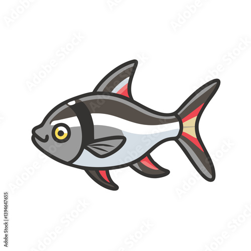 black skirt tetra fish icon, black skirt tetra fish vector illustration-simple illustration of black skirt tetra fish, perfect for black skirt tetra fish logos and icons