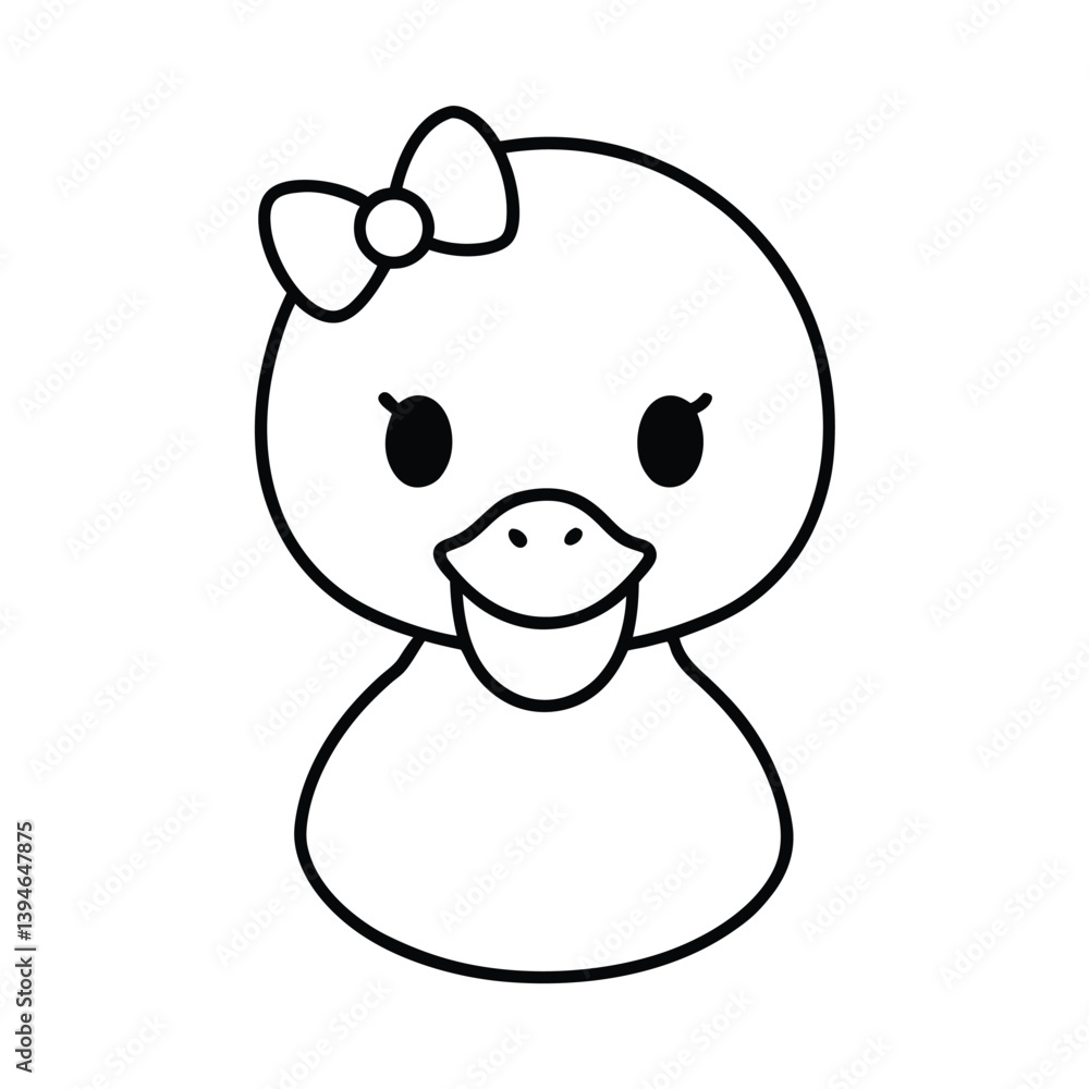 Fototapeta premium kawaii duck head with a tiny bow and soft feathers