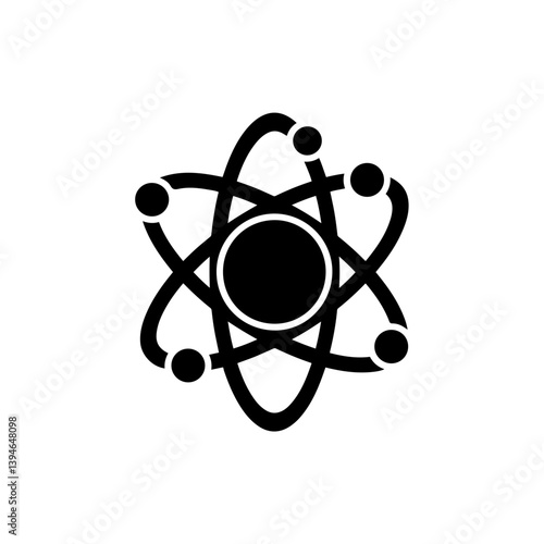 Atom Model with Nucleus and Orbiting Electrons - Physics Symbol Icon