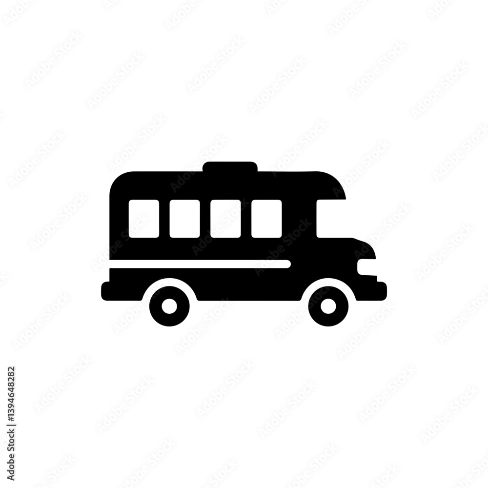 Bus with Rounded Edges and Visible Windows, School Transport Icon Bus with Rounded Edges and Visible Windows, School Transport Icon