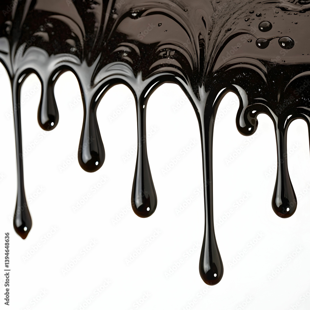 Abstract Black Liquid Dripping Down with Viscous, Glossy Texture Abstract Black Liquid Dripping Down with Viscous, Glossy Texture