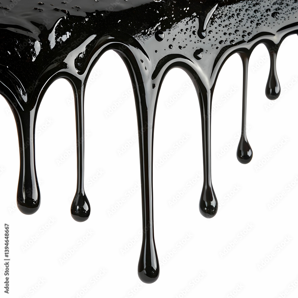 Abstract Black Liquid Dripping Down with Viscous, Glossy Texture Abstract Black Liquid Dripping Down with Viscous, Glossy Texture